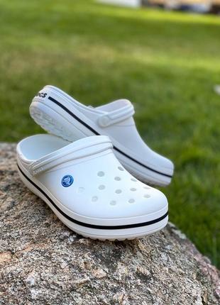 Кроксы женские белые сабо crocs crocband white