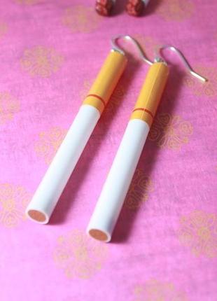 🚬 сережки довгі висячі висілки незвичайні підвіски сигарети цигарки недопалки6 фото