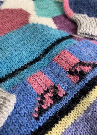 Крутой винтажный разноцветный шерстяной свитерик2 фото