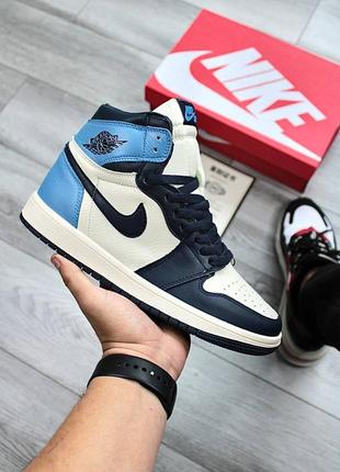 Кросівки nike air jordan 1 blue1 фото