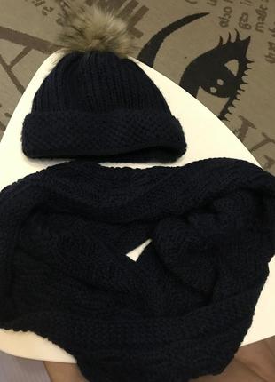 Класний комплект шапка+ шарф, шерсть!rioni