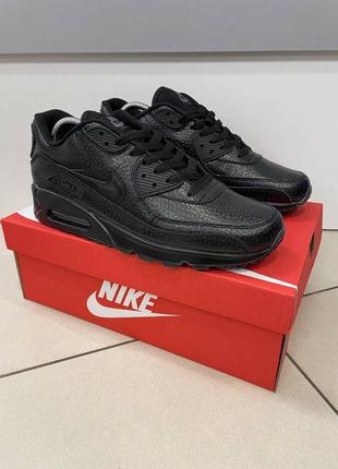 Мужские черные кожаные кроссовки nike air max 90 🆕найк аир макс 90