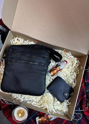 Подарунок набір - чоловіча шкіряна сумка та гаманець! подарочный набор - кожанная мужская сумка и кошелёк2 фото