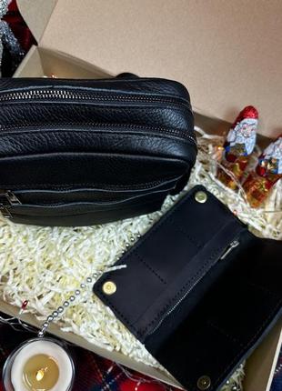 Подарунковий набір кожана чоловіча сумка та гаманець. подарочный набор - мужская кожаная сумка и кошелёк4 фото