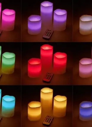 Светодиодные свечи led candles 3 в 1 на 12 цветов  пульт ду3 фото