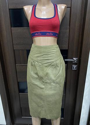 Croma шкіряна спідниця  хакі