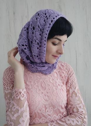 Вязаная ангоровая шаль