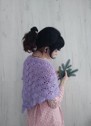 Вязаная ангоровая шаль