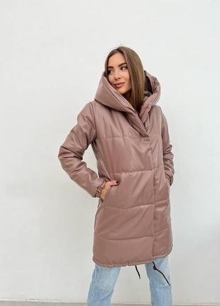 Жіноча зимова шкіряна куртка 3 кольори1 фото
