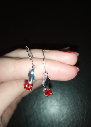 Серебряные серьги с цирконом серебро2 фото