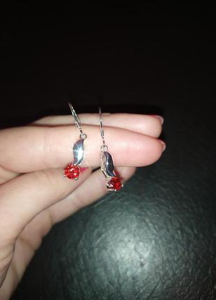 Серебряные серьги с цирконом серебро3 фото