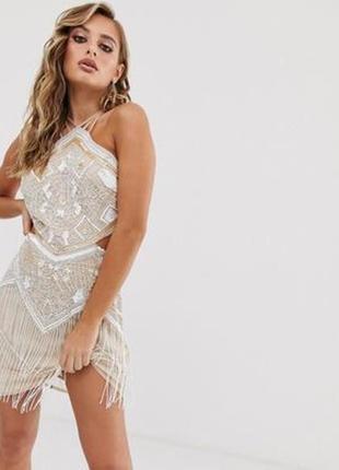 Бежеве плаття в стилі гетсбі asos disign3 фото