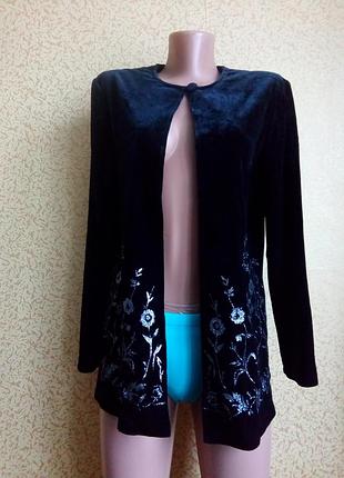 Нарядный бархатный жакет -кардиган m, l