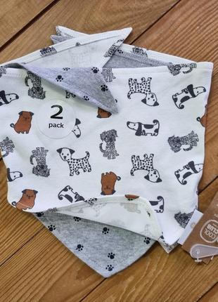 Комплект слюнявчик-платок для мальчика из 2 штук, размер one size, цвет светло-серый, белый