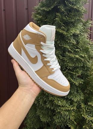 Кросівки nike air jordan 1 white brown1 фото