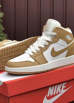 Кросівки nike air jordan 1 white brown4 фото