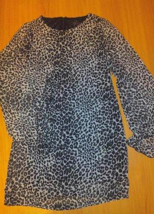 Леопардовое платье рукава воланы1 фото