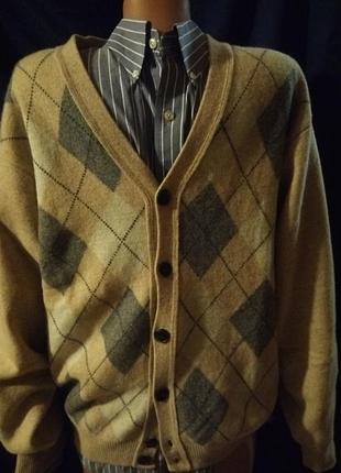 Бомбезный свитер джемпер на пуговки в ромбы 💯%шерсть burlington