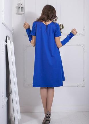 Эффектное свободное платье из французского трикотажа с митенками5 фото
