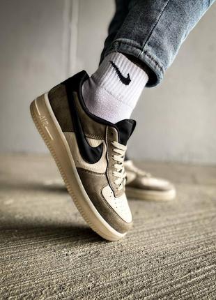 Кроссовки nike air force 1 low brown beige black1 фото