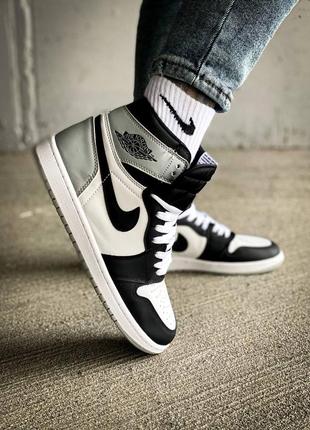Кроссовки grey nike air jordan 1 retro white black grey