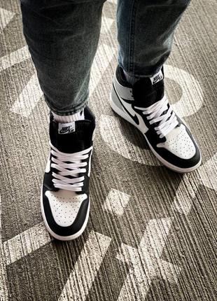 Кроссовки nike air jordan 1 retro white black grey5 фото