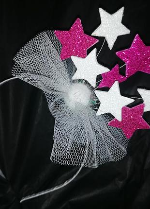 Обруч зірка зірочка рожевий білий ободок звезда звездочка обруч звезда ободочек со свёздами