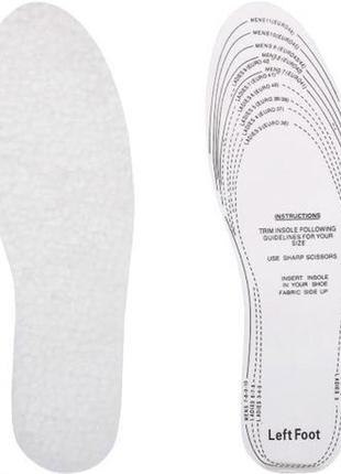 Стельки для обуви белые с мехом, мультиразмер х2-1491 фото
