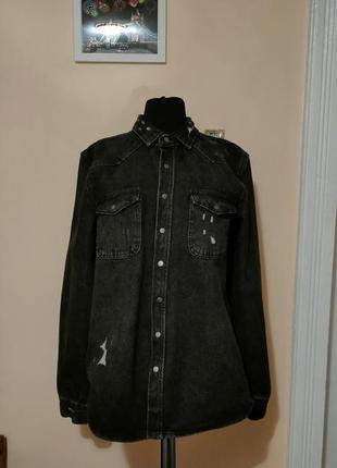 Сорочка джинсова чоловіча унісекс стильна тренд