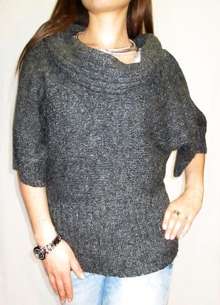 New look! меланжевий мохеровий светр з френч рукавами4 фото