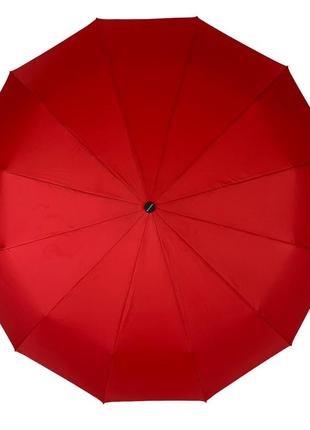 Жіноча однотонна парасоля-автомат від zebest на 12 спиць, червоний, 140-62 фото