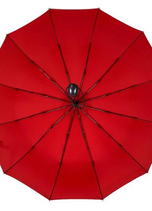 Жіноча однотонна парасоля-автомат від zebest на 12 спиць, червоний, 140-63 фото