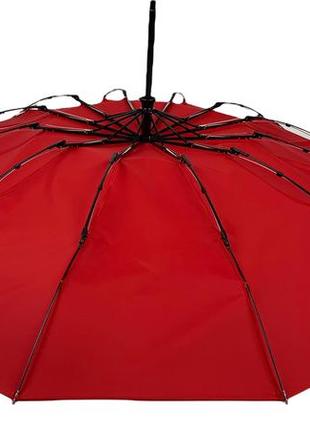 Жіноча однотонна парасоля-автомат від zebest на 12 спиць, червоний, 140-65 фото