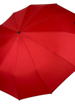 Жіноча однотонна парасоля-автомат від zebest на 12 спиць, червоний, 140-6