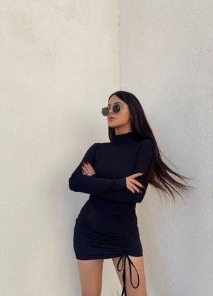 Женское платье мини длинные рукава вечернее платье короткое вискоза 42-46 s m универсал черное хаки новогоднее