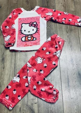 Костюм домашний из двух предметов плюшевая пижама hello kitty