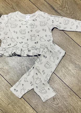 Базовый хлопковый трикотажный костюмчик в принт h&m