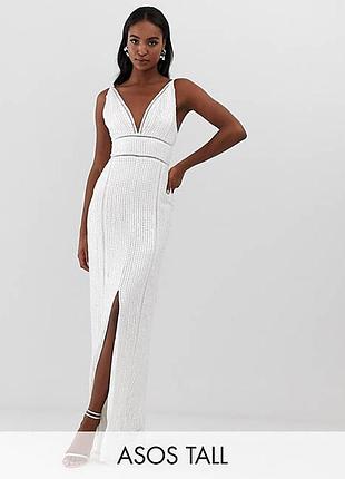 Максіплаття з паєтками та оздобленням драбинкою asos design tall