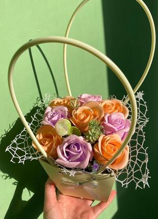 Квіти з мила - оригінальний презент на будь-яке свято! цветы из мыла, мыльные розы, композиция, оригинальный букет2 фото
