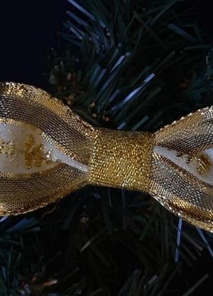 Бантик декоративний ручної роботи на гнучкому кріпленні золото2 фото