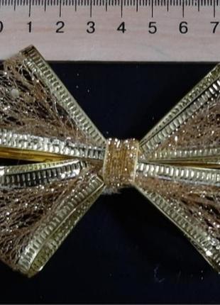Бантик декоративний ручної роботи на гнучкому кріпленні золота павутинка3 фото