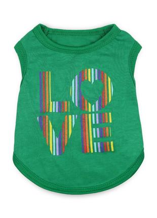 Одяг для собак. майка для котів та собак love зелена n0300