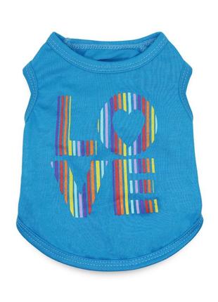 Одяг для собак. майка для котів та собак love блакитна n0290