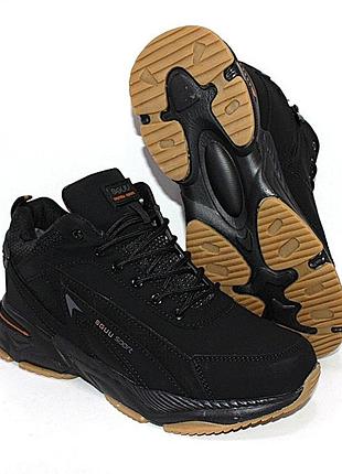 Чоловічі зимові кросівки чорний нубук