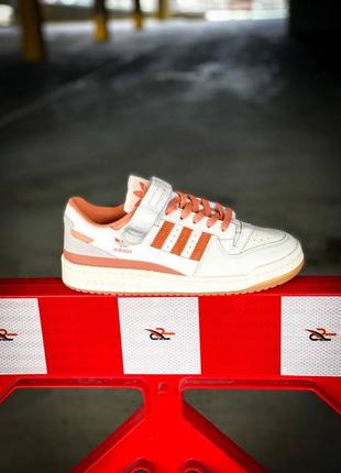 Мужские кожаные кроссовки adidas forum 84 low "cream orange"#адидас