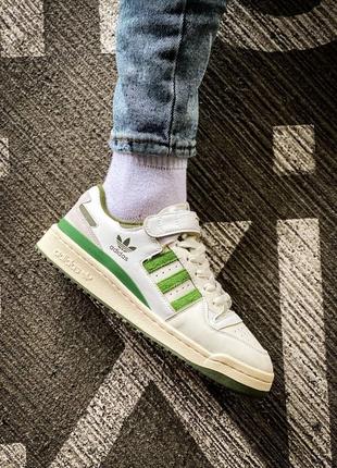 Мужские кожаные кроссовки adidas forum 84 low "crew green"#адидас