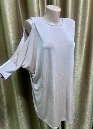 Пудровая блузка new look с вырезами на плечах, размер 12 /l