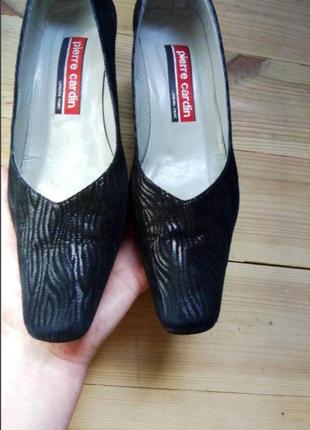 38р красивые винтажные чёрные замшевые туфли в принт pierre cardin ❤️2 фото