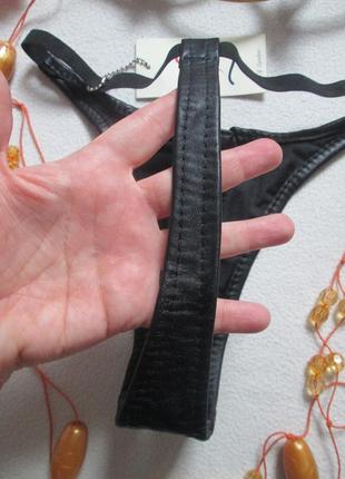 Бомбезные кожаные эротичнские трусики стринги с разрезом my lady 🌺🍒🌺