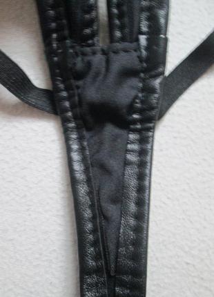 Бомбезные кожаные эротичнские трусики стринги с разрезом my lady 🌺🍒🌺